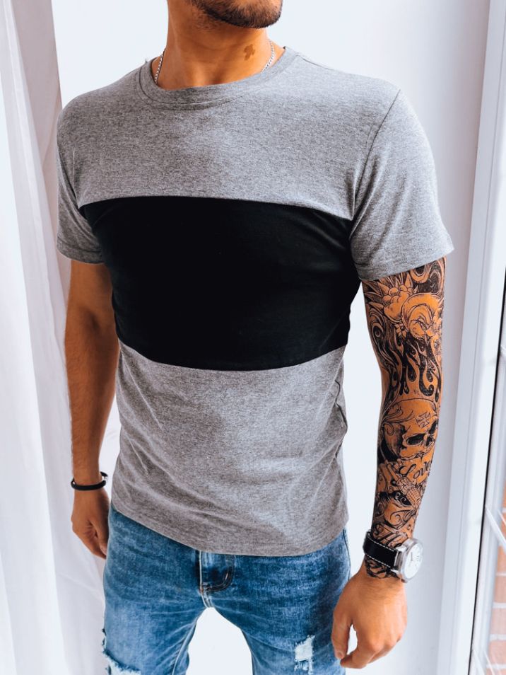 Dstreet Pánské tričko s krátkým rukávem Leodont tmavě šedá