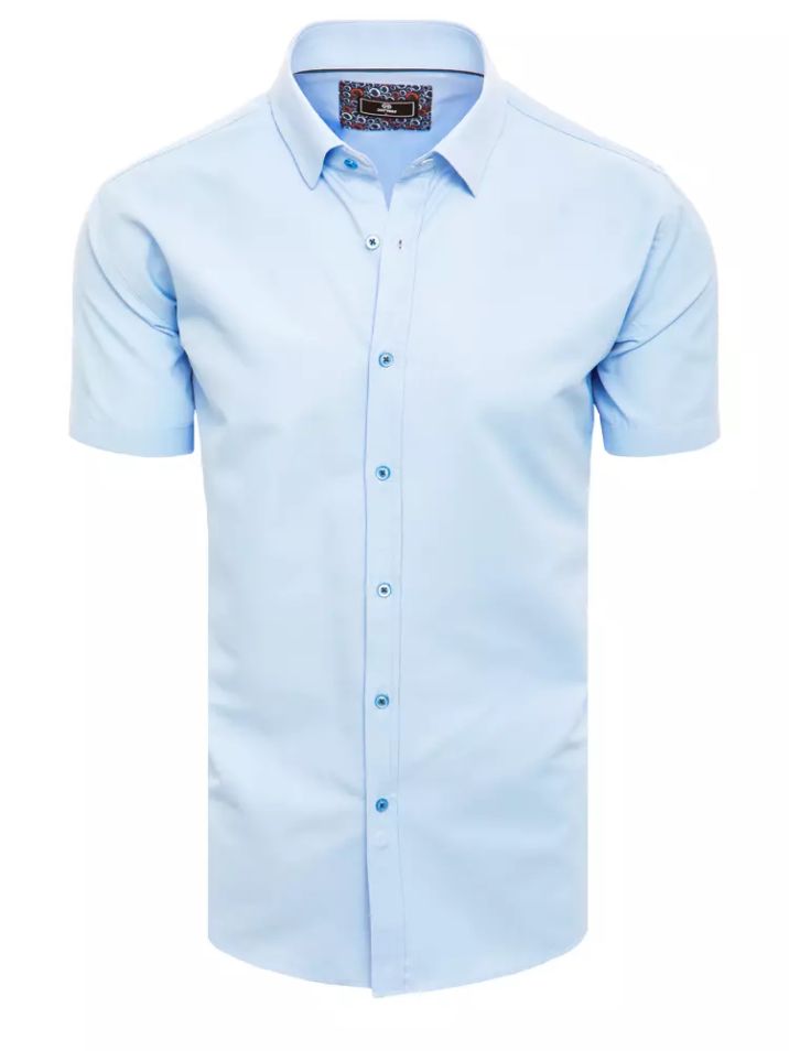 Dstreet Pánská košile s krátkým rukávem Bruk blankytná modř