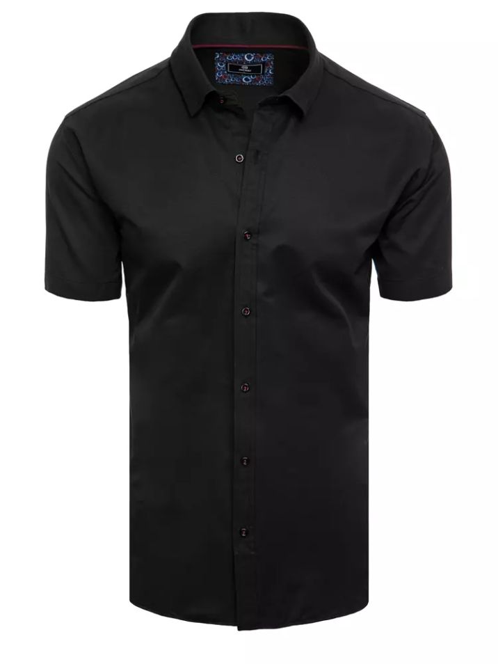 Dstreet Pánská košile s krátkým rukávem Kulna černá