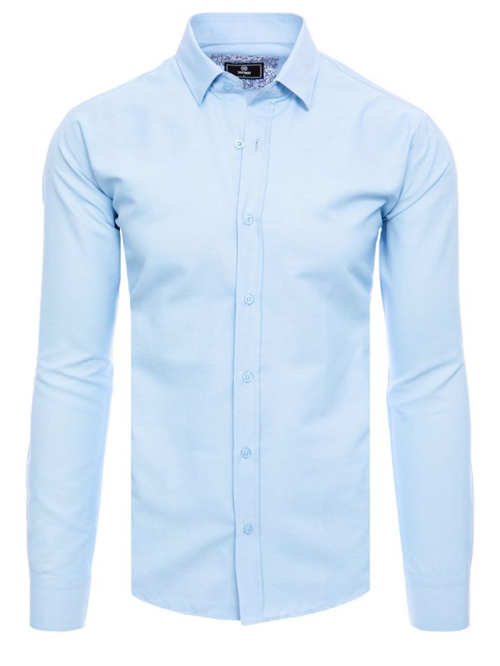 Dstreet Pánská košile s dlouhým rukávem Cladoc blankytná modř