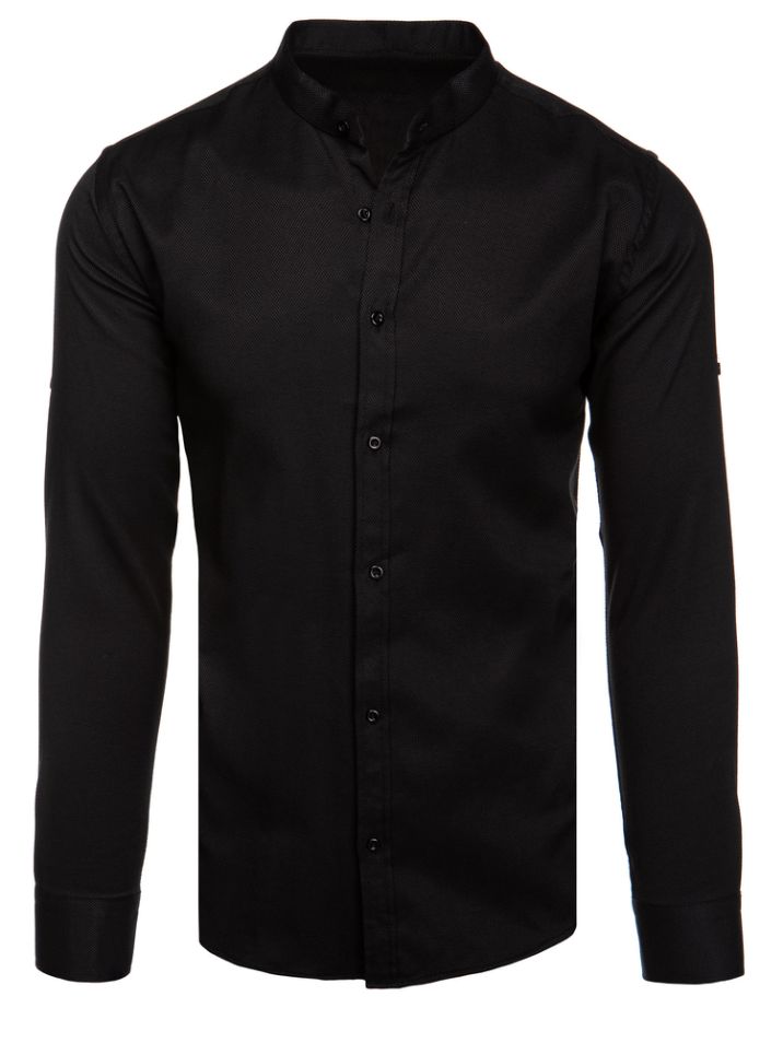 Dstreet Pánská košile s dlouhým rukávem Lluanet černá