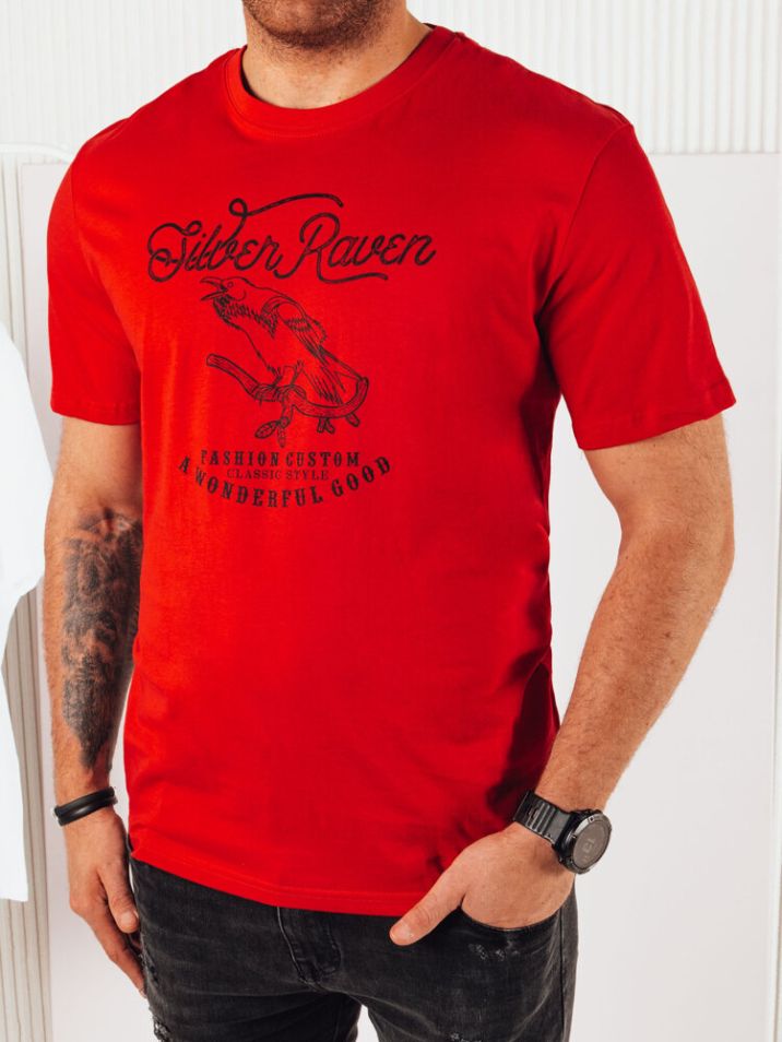 Dstreet Pánské tričko s potiskem Acastalus červená