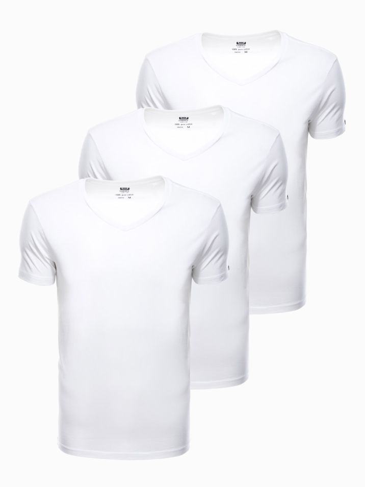Ombre Clothing Pánské tričko balení tří kusů Wurm bílá