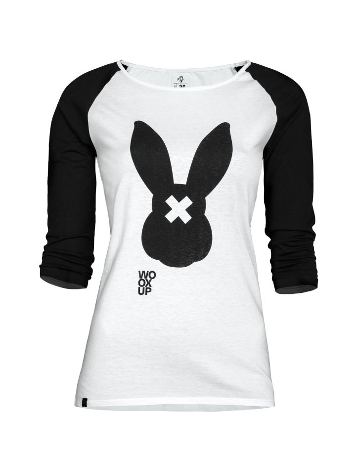 Woox Dámské tričko WooXUP Rabbit Ladies' baseball bílo-černá