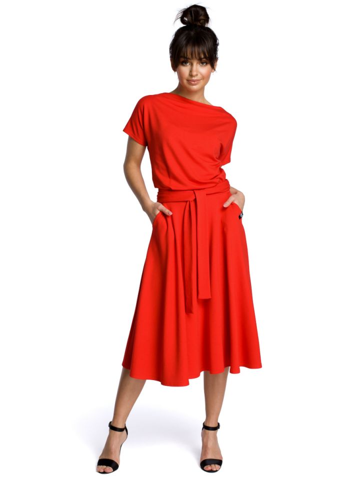 BeWear Dámské midi šaty Evap B067 červená