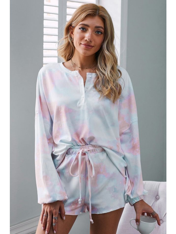 OMG Dámská pletená pyžamová souprava Toine světle modrá, růžová 
