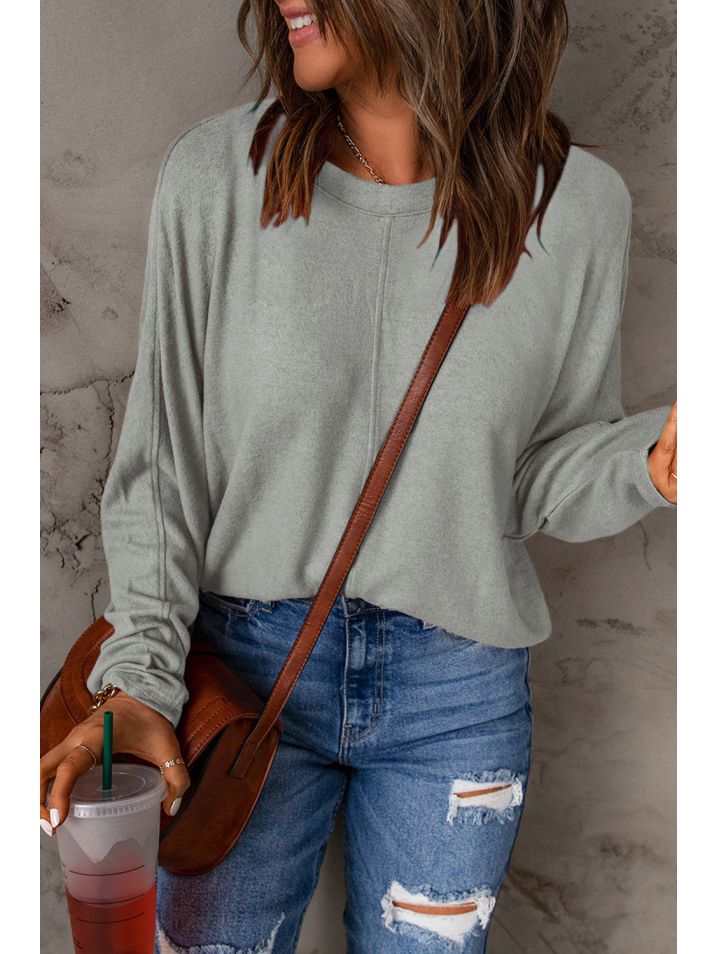 OMG Dámský jednobarevný  svetr s dlouhým rukávem Baja šedá 