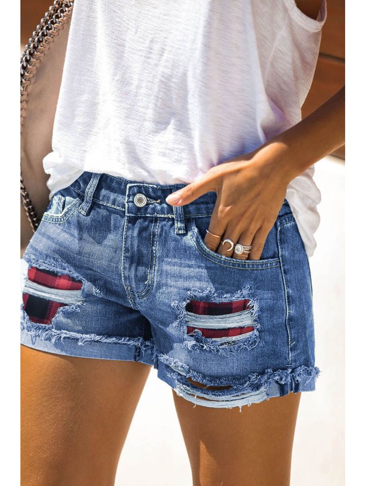 OMG Dámské džínové kraťasy Kloen jeansovo-červená