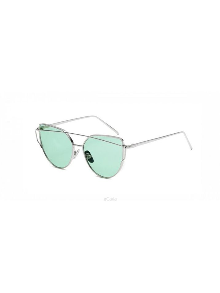 Sunblock Dámské sluneční brýle Eliaurtas Cat-eye Zelená sklíčka stříbrná