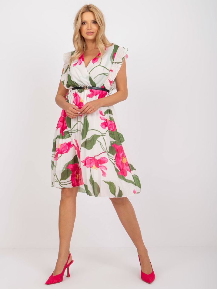 Italy moda Dámské květované šaty Ygette světle béžová