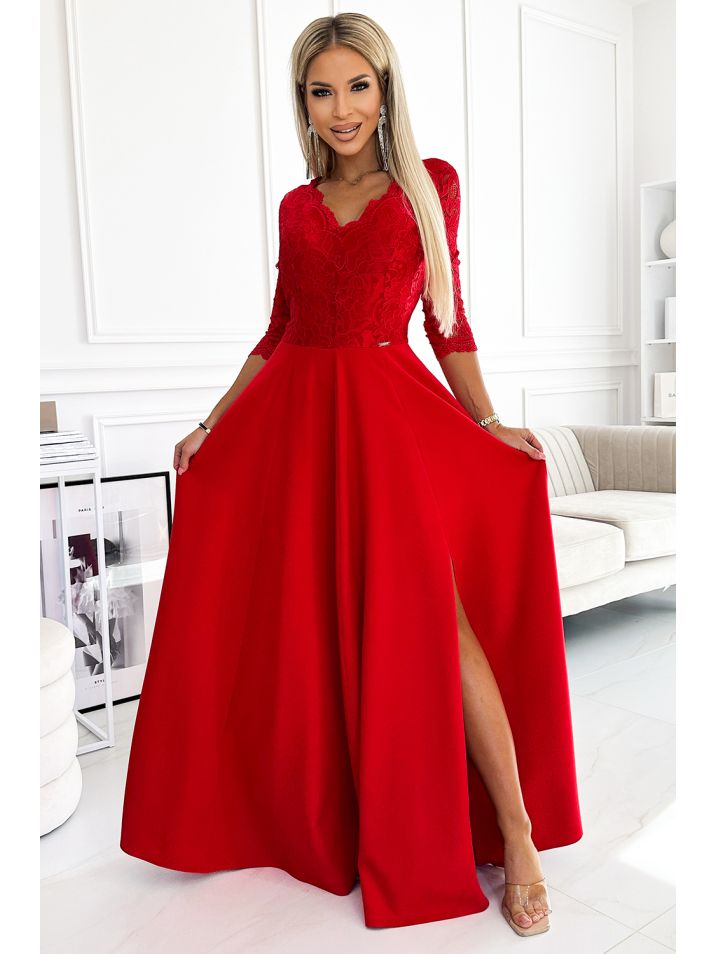 Numoco Dámské společenské šaty Amber tmavě červená