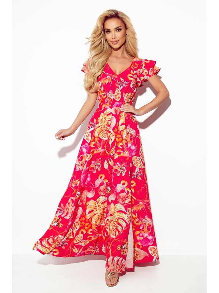 Numoco Dámské květované šaty Lidia růžová