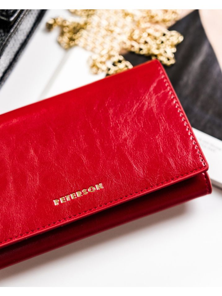 Peterson Dámská kožená peněženka Szob lesklá černá, červená 