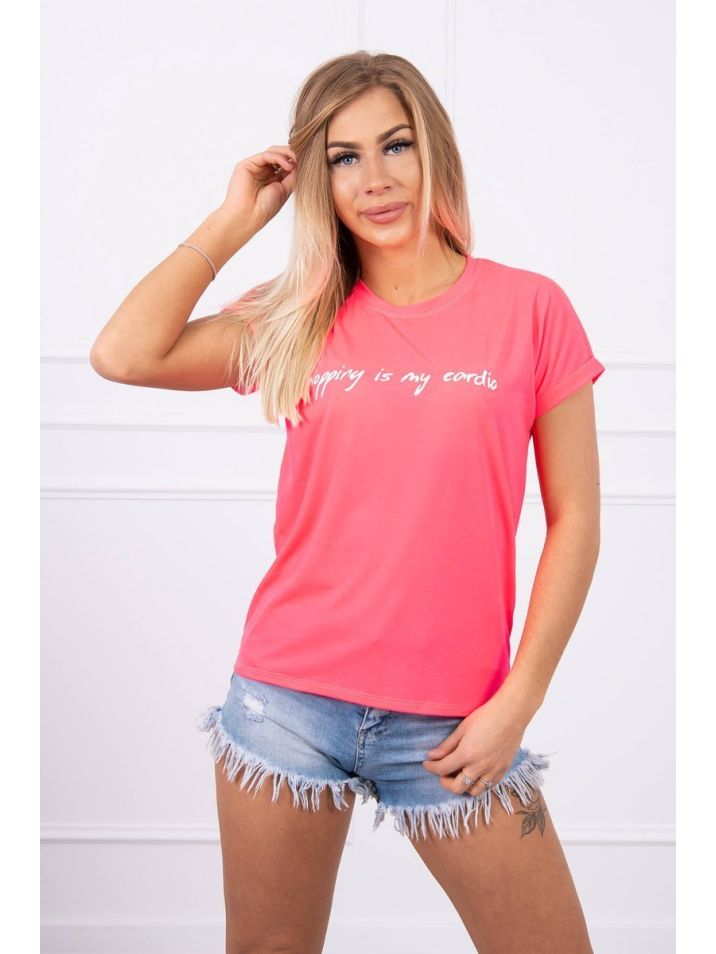 Kesi Dámské tričko s potiskem Kuse neonově-růžová
