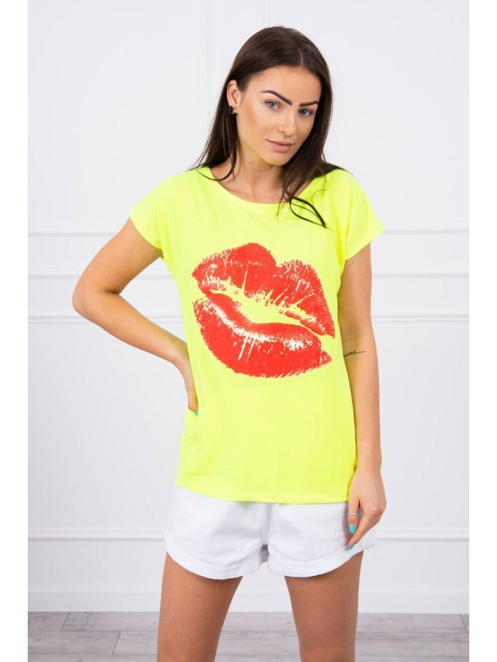 Kesi Dámské tričko s potiskem Into neonová žluto-červená