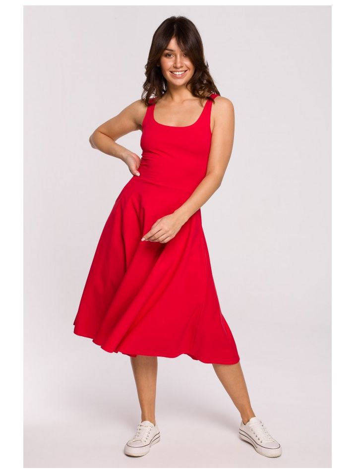 BeWear Dámské midi šaty Zoltosteon B218 červená
