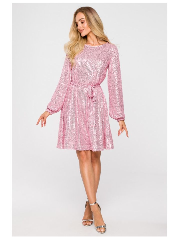 Made of Emotion Dámské mini šaty Riohn M715 pudrová růžová