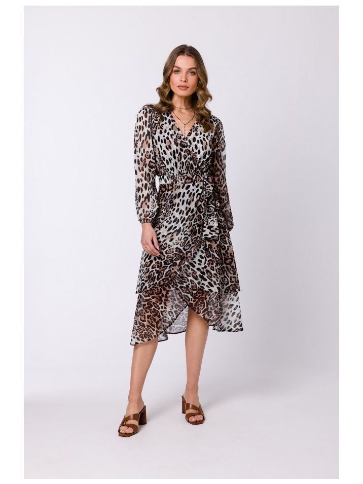 Stylove Dámské midi šaty Numeak S341 leopard