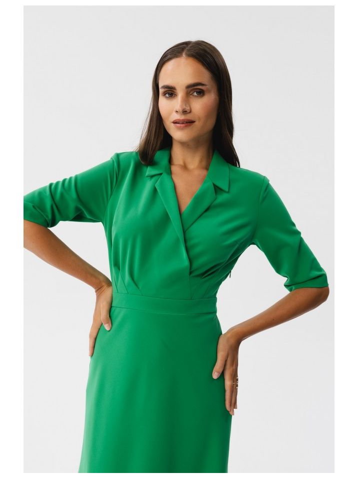 Stylove Dámské midi šaty Bohodawc S348 světle zelená