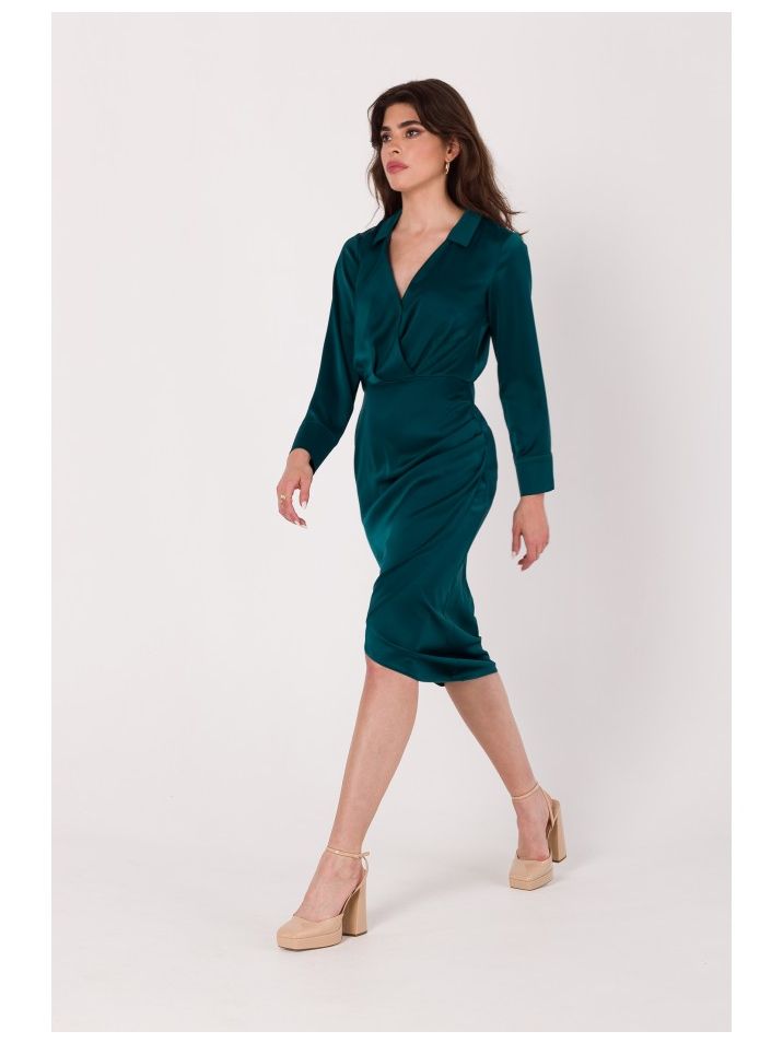 Makover Dámské obálkové šaty Price K172 zelená
