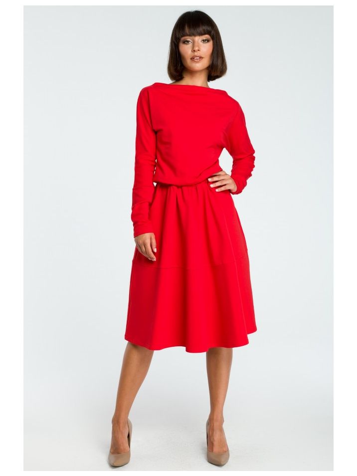 BeWear Dámské midi šaty Youdon B087 červená