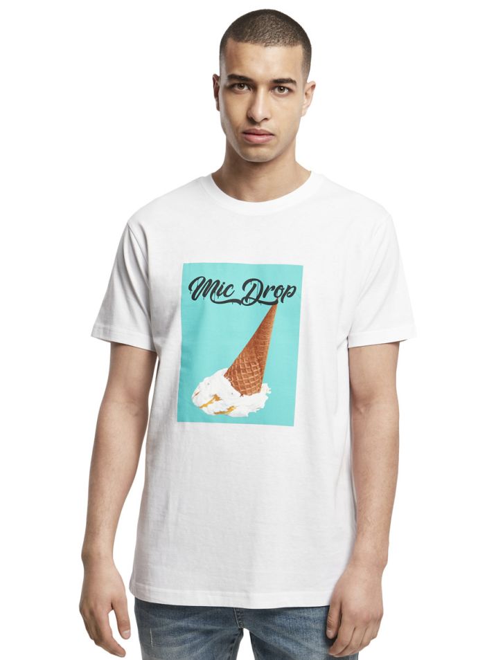 Mister Tee Pánské tričko s potiskem Mic Drop bílé