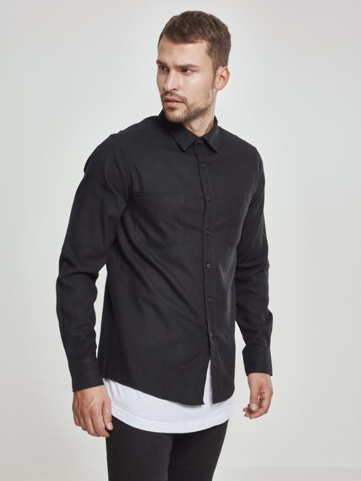 Urban Classics Pánská flanelová košile Ejorn černá 