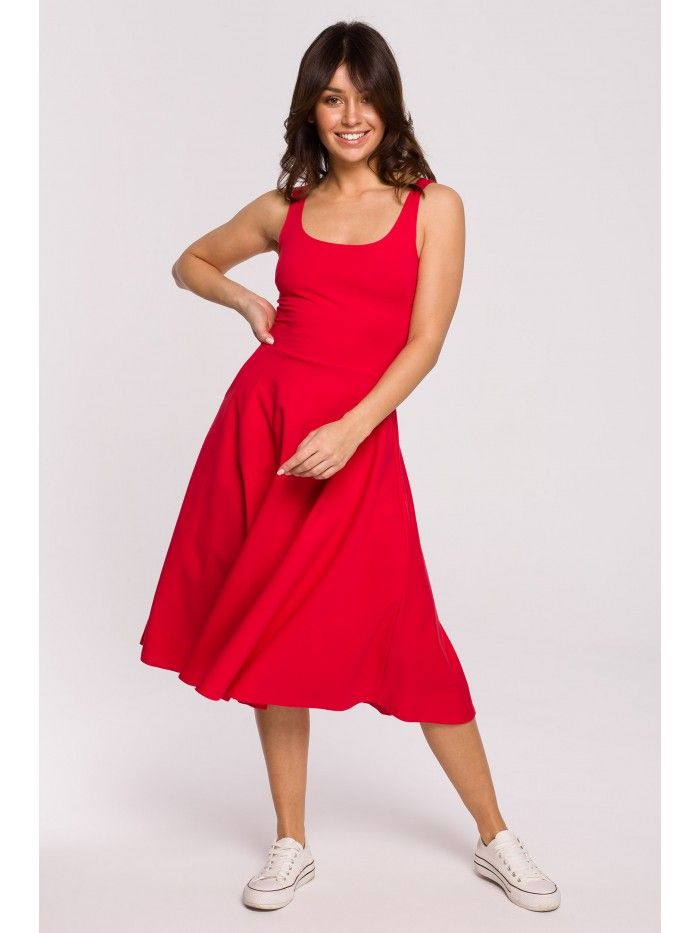 BeWear Dámské midi šaty Zoltosteon B218 červená