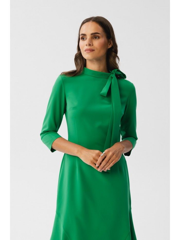 Stylove Dámské midi šaty Gwalchakin S346 světle zelená